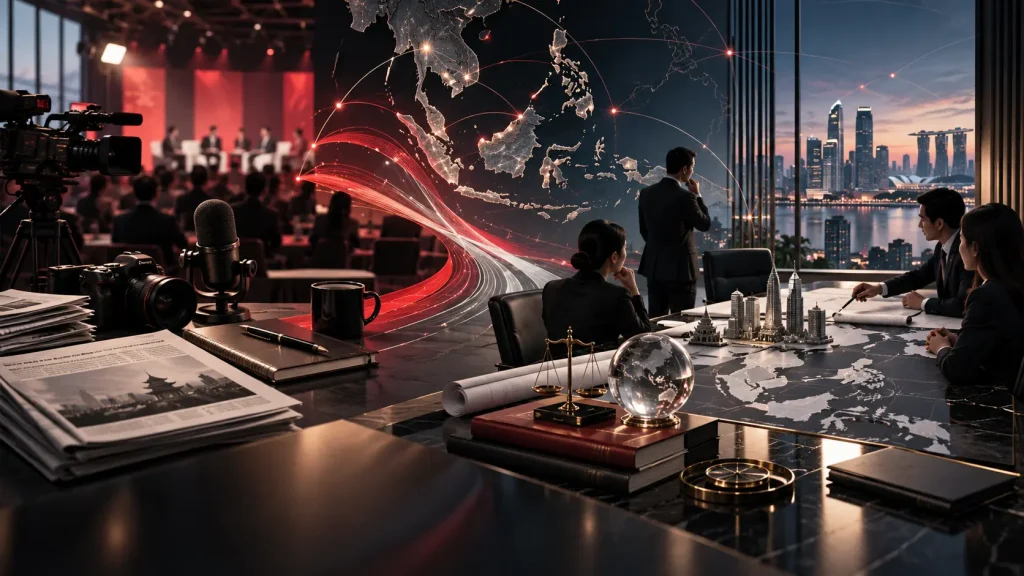 Asean Gaming Launches AG Consult as Publisher Expands Into Advisory Conceptual editorial illustration of an ASEAN gaming publication expanding into advisory services through media, events and consulting networks.